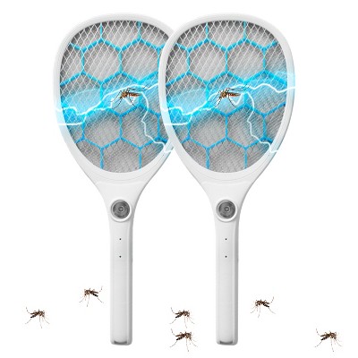 Dartwood Portable Bug Zapper, USB Rechargeable and Battery Powered Mosquito Killer, Insect Trap and Fly Swatter (2 Pack)