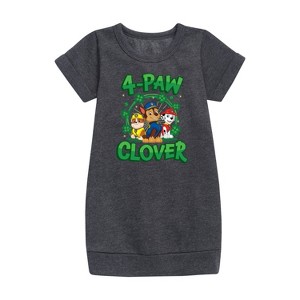 - Paw Patrol - 4 Paw Clover Graphic Short Sleeve Fleece Dress - 1 of 3