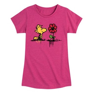 Girls' - Peanuts - Woodstock Rose Fitted Short Sleeve Graphic T-Shirt - 1 of 4