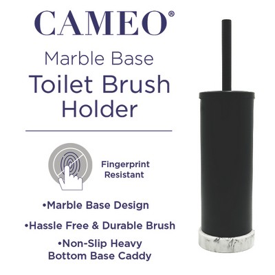 Cameo Black and Marble Toilet Brush Holder Set