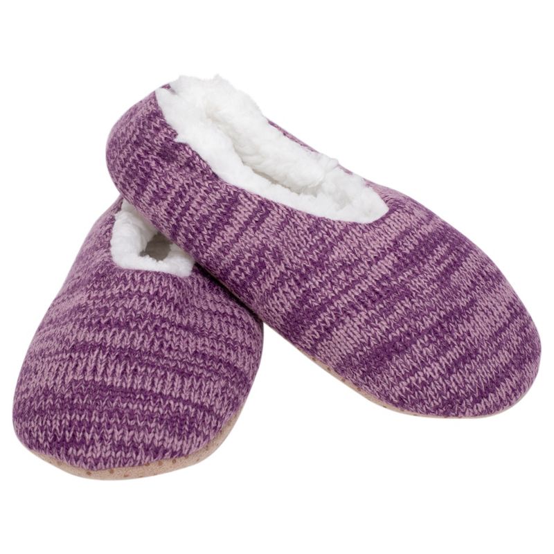 Elanze Designs Simple Knit Womens Plush Lined Cozy Non Slip Indoor Soft Slipper - Purple, Large, 1 of 7