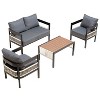 4-Piece Patio Set Outdoor Sofa Set with 1 Table, 1 Loveseat and 2 Single Chairs, Beige/Gray/Dark Blue-ModernLuxe - 4 of 4