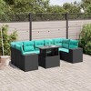 vidaXL 8 Piece Garden Sofa Set with Cushions Poly Rattan - Black without storage - 2 of 4