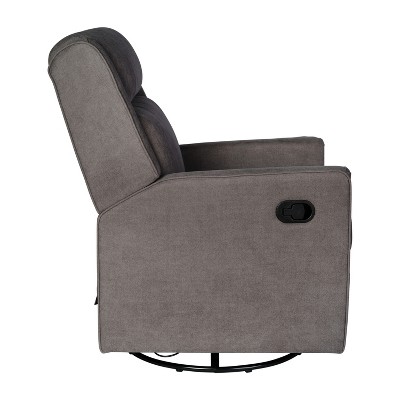 Dark Gray Metal Swivel Recliner with Plush Upholstery