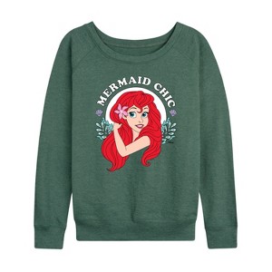 Women's - Disney - Ariel Lightweight French Terry Wide Neck Long Sleeve Shirt - 1 of 4