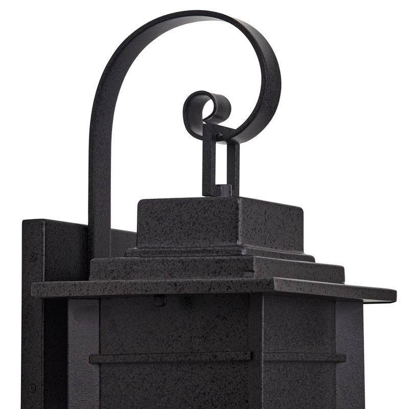 Franklin Iron Works Bransford 28 1/4" High Farmhouse Rustic Outdoor Wall Light Fixture Mount Porch House Scroll Black-Specked Gray Metal Glass Shade, 3 of 9
