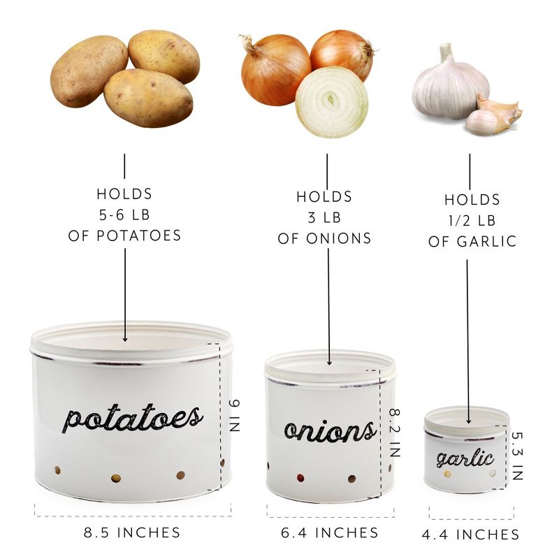 Auldhome Design-Enamelware Potatoes, Onions and Garlic Canister Set of 3, 3 of 9