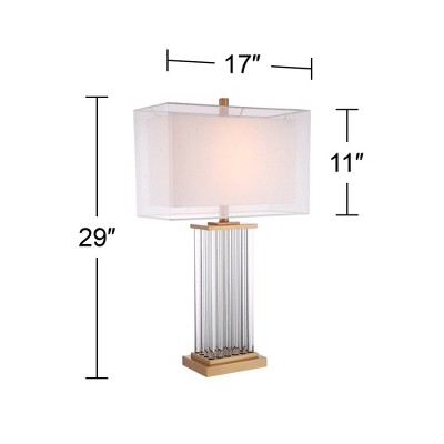 Vienna 29" Tall Clear Crystal Glass Table Lamp with Double White Shade