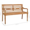 vidaXL Batavia Bench with Black Cushion, 44.1" Solid Teak Wood - 2 of 4