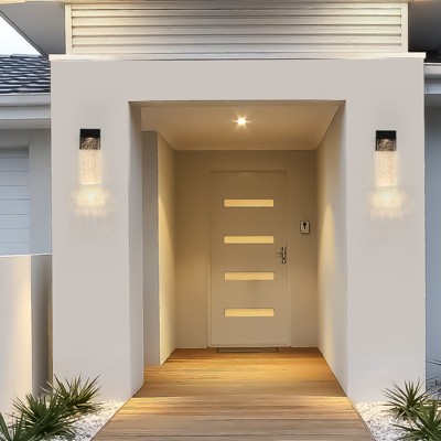 Angel Sar Outdoor Waterproof LED Crystal Wall Lamp 2Pcs, 12W Transparent Bubble Sconce Light, Die-Cast Aluminum Fixture for Garage Garden Entryway