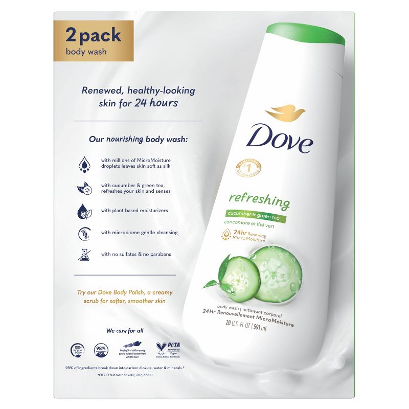 Dove Refreshing Body Wash - Cucumber &#38; Green Tea - 20 fl oz/2ct, 3 of 7
