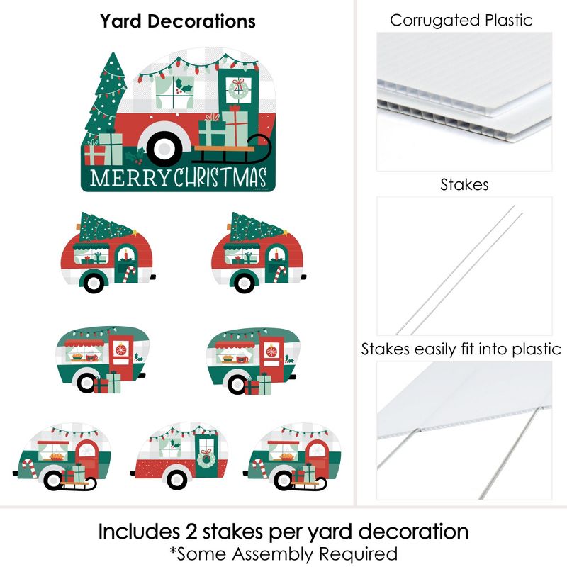Big Dot of Happiness Camper Christmas - Yard Sign and Outdoor Lawn Decorations - Red and Green Holiday Party Yard Signs - Set of 8, 5 of 9