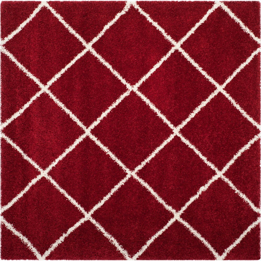 7'x7' Hudson Shag Square Area Rug Red/Ivory - Safavieh