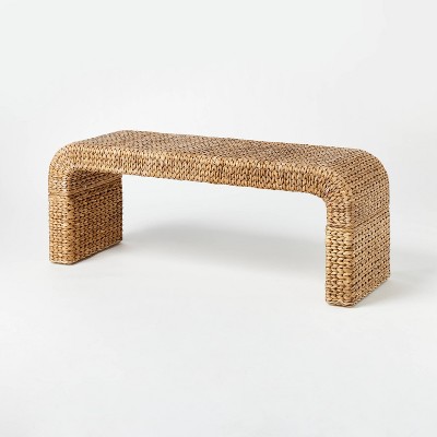 Modern Leather Woven Bench Black - Olivia & May : Target