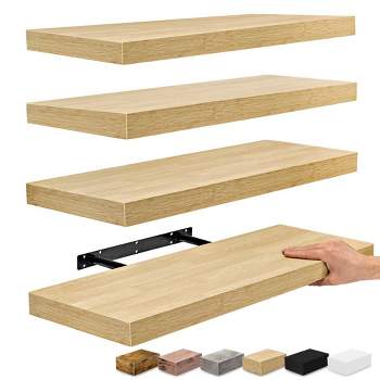 Sorbus 24 x 9 Inch 4 Pack Wall Mounted Floating Wood Shelves - for Bedroom, Kitchen, Living Room, Bathroom (Maple)