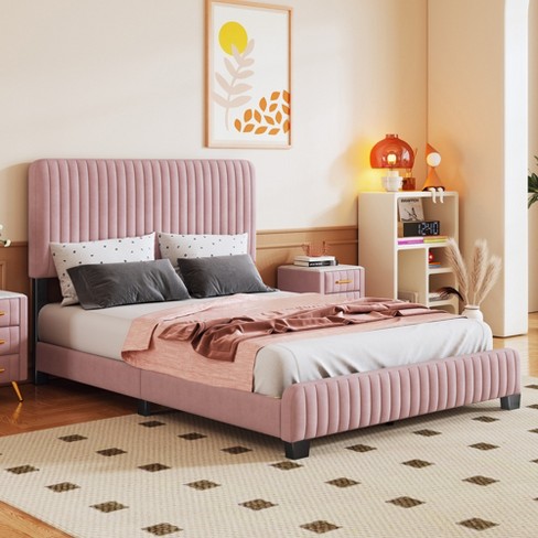 Pink platform bed deals full