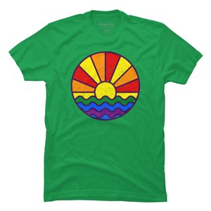 Design By Humans Summer LGBTQIA+ Pride Sunset Ocean By krobilad T-Shirt - 1 of 2