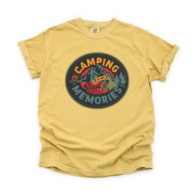 Simply Sage Market Women's Camping Is My Best Memories Badge Short Sleeve Garment Dyed Tee
