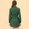 Allegra K Women's Roll Up Sleeve Belted Button Up Collared Shirt Dress - 3 of 4