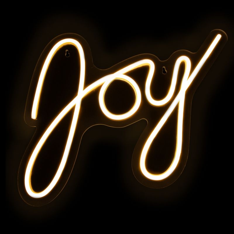Northlight 12" White LED Lighted "Joy" Neon Style Christmas Sign, 1 of 6