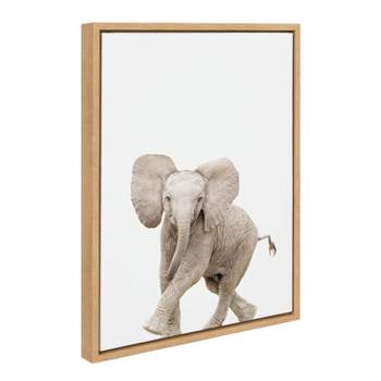 18" x 24" Sylvie Baby Elephant Walk Framed Canvas by Amy Peterson Natural - Kate & Laurel All Things Decor