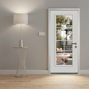 Wooakway 36"W*80"H 8-Lite Exterior Frosted Glass Prehung Front Entry Door Primed Interior Fiberglass Entrance Door - 1 of 4