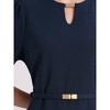 INSPIRE CHIC Women's Elegant A-Line Choker V Neck Belted Wear to Work Fit and Flare Dress - 4 of 4