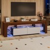 Modern TV Stand with Large Storage Drawer for up to 70 Inch TVs, Wood Farmhouse TV Console with Glossy Entertainment Center for Living Room,Bedroom - 2 of 4