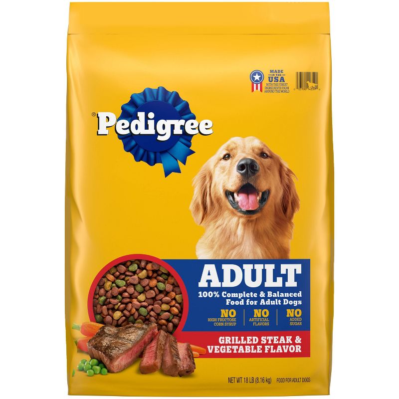 Pedigree Grilled Steak & Vegetable Flavor Adult Complete Nutrition Dry Dog Food, 1 of 11