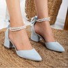 Miranda - Baby Blue Pumps with Pearls | Forever & Always Shoes - 2 of 4