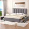 VECELO Upholstered Bed Frame with 4 Storage Drawers and Adjustable Velvet Headboard - 4 of 4