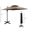 Okak 10 Ft 2-Tier Cantilever Patio Umbrella,Square Offset Umbrella for Patio,Hanging Umbrella Outdoor with Crank,Cross Base,Brown - 3 of 4