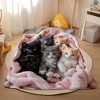 Lomsoe Soft Plush Flannel Cat Print Blanket with 6 Adorable Kittens, Mixed Colors, Christmas Gift. - 2 of 4