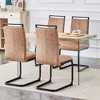 CAVINAS Dining Table Set for 4 Kitchen Table Wood Texture MDF Coffee Table Tempered Glass Legs with 4 Chairs - 4 of 4