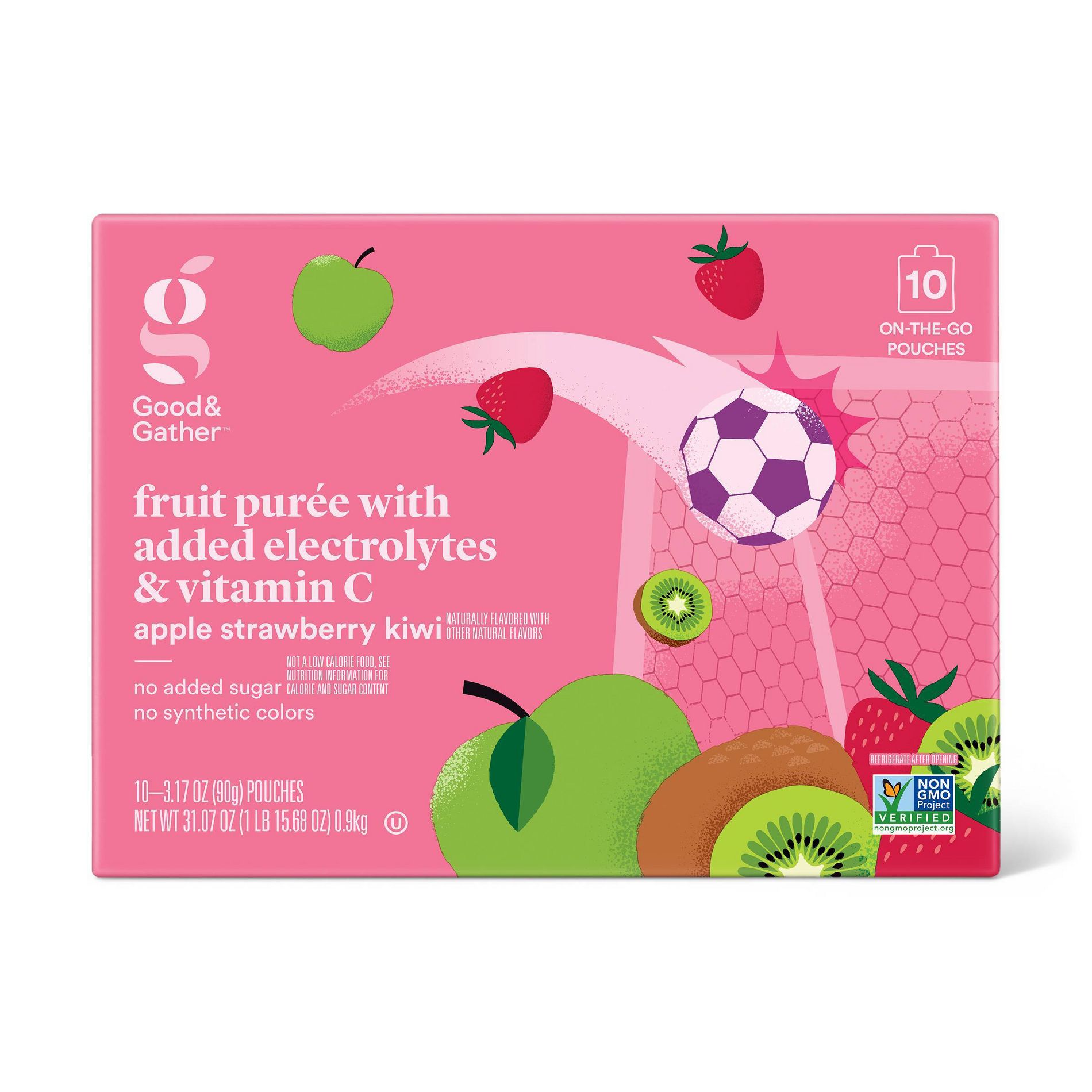 Apple, Strawberry, Kiwi Applesauce with Electrolytes and Vitamin C Pouches - 31.7oz/10ct - Good & Gather™