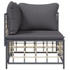 VidaXL Patio Corner Sofa with Dark Gray Cushions Poly Rattan - 3 of 4