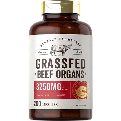 Carlyle Herbage Farmstead Grassfed Beef Organs Capsules 3250mg | 200 ...