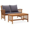 vidaXL 2 Piece Patio Lounge Set with Cushions Solid Acacia Wood - 2 of 4