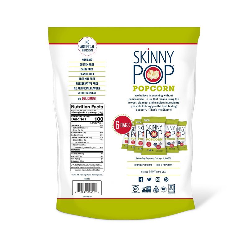 SkinnyPop Original Popcorn Skinny Pack - 6ct - 3.9oz, 3 of 5