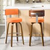 Bekrvio 26" Swivel Counter Height Bar Stools, Faux Leather Upholstered with Back, Walnut Wood Legs, Mid Century Kitchen Island Counter Chairs - 2 of 4