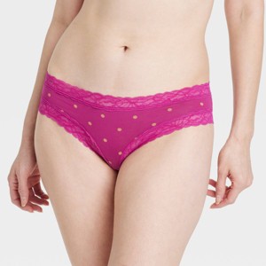 Women's Cotton Blend Cheeky Underwear with Lace - Auden™ - 1 of 4