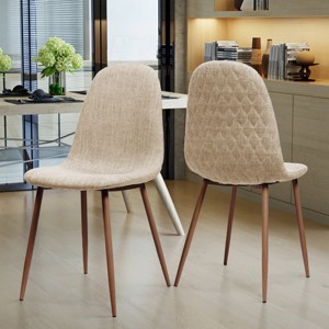 Mid-Century Modern Fabric Upholstered Kitchen Dining Room Chair Set of 2,Curved Back Dining Side Chairs with Metal Legs-Koiai - 1 of 4