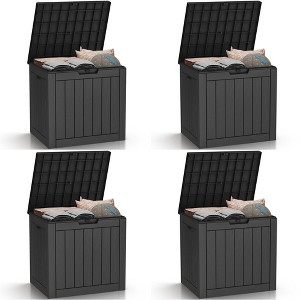Sersper 30 Gallon Waterproof Resin Deck Box with Lockable Lid, UV Resistant, Black - Indoor & Outdoor Use (4 Pack) - 1 of 4