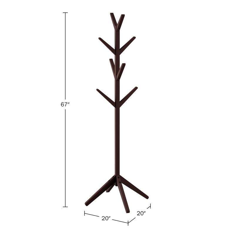 Hastings Home Modern Freestanding Wooden Coat Rack - Hall Tree for Jackets, Hats, and Purses, 3 of 8