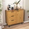 Storage Cabinet with 3 Drawers & Adjustable Shelf, Mid Century Cabinet with Door, Accent Cabinet for Living Room, Home Office, Entryway, Gray - 2 of 4