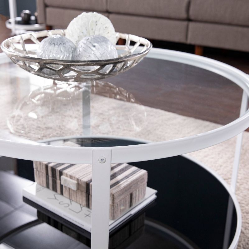 Libing Glass Top Cocktail Table Black/White - Aiden Lane, 3 of 11