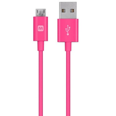 Monoprice USB Type-A to Micro Type-B Cable - 10 Feet - Pink | 2.4A, 22/30AWG - Select Series