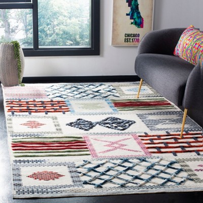 Ivory Multi-Pattern Hand-Knotted Wool Area Rug 6' x 9'
