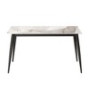 Vynxaria 55.12" Modern Artificial Stone White Pandora Straight Edge Black Metal Leg Dining Table-Can Accommodate 6 People(Dining Table Only) - 2 of 4