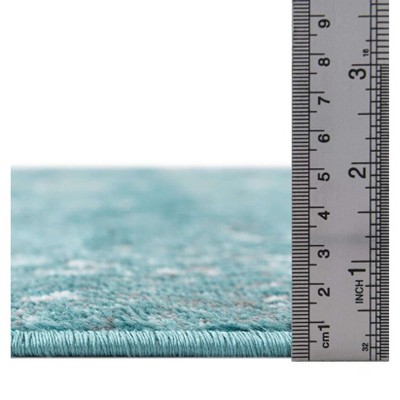 Turquoise Rectangular Synthetic Stain-Resistant Area Rug